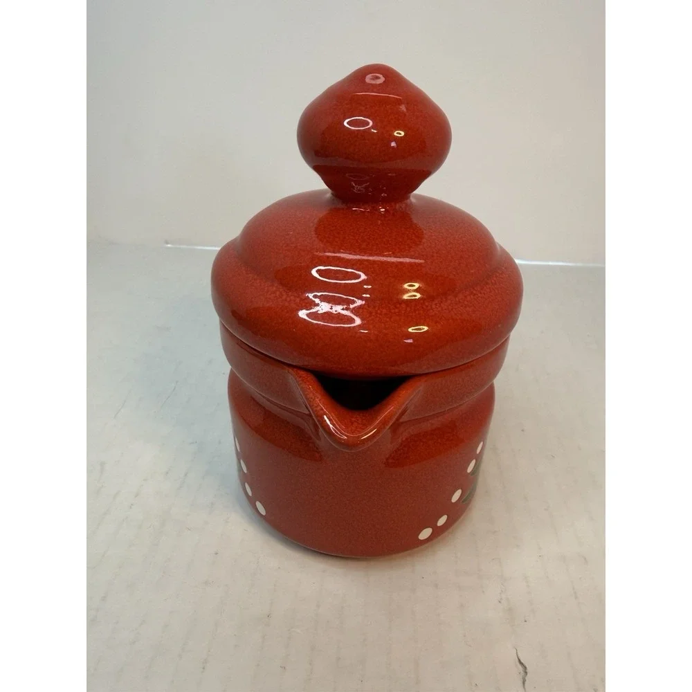 Waechtersbach Red Christmas Tree Cups & Saucers Set Of‎ 4 Creamer w/ Lid Germany